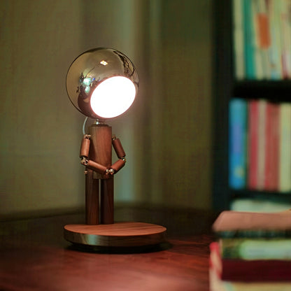 Rechargeable Wooden Figure Desk Lamp with Adjustable Joints