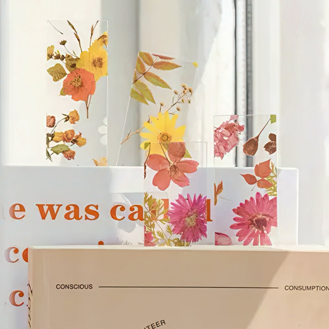 Four Seasons Flower Transparent PET Bookmark Set