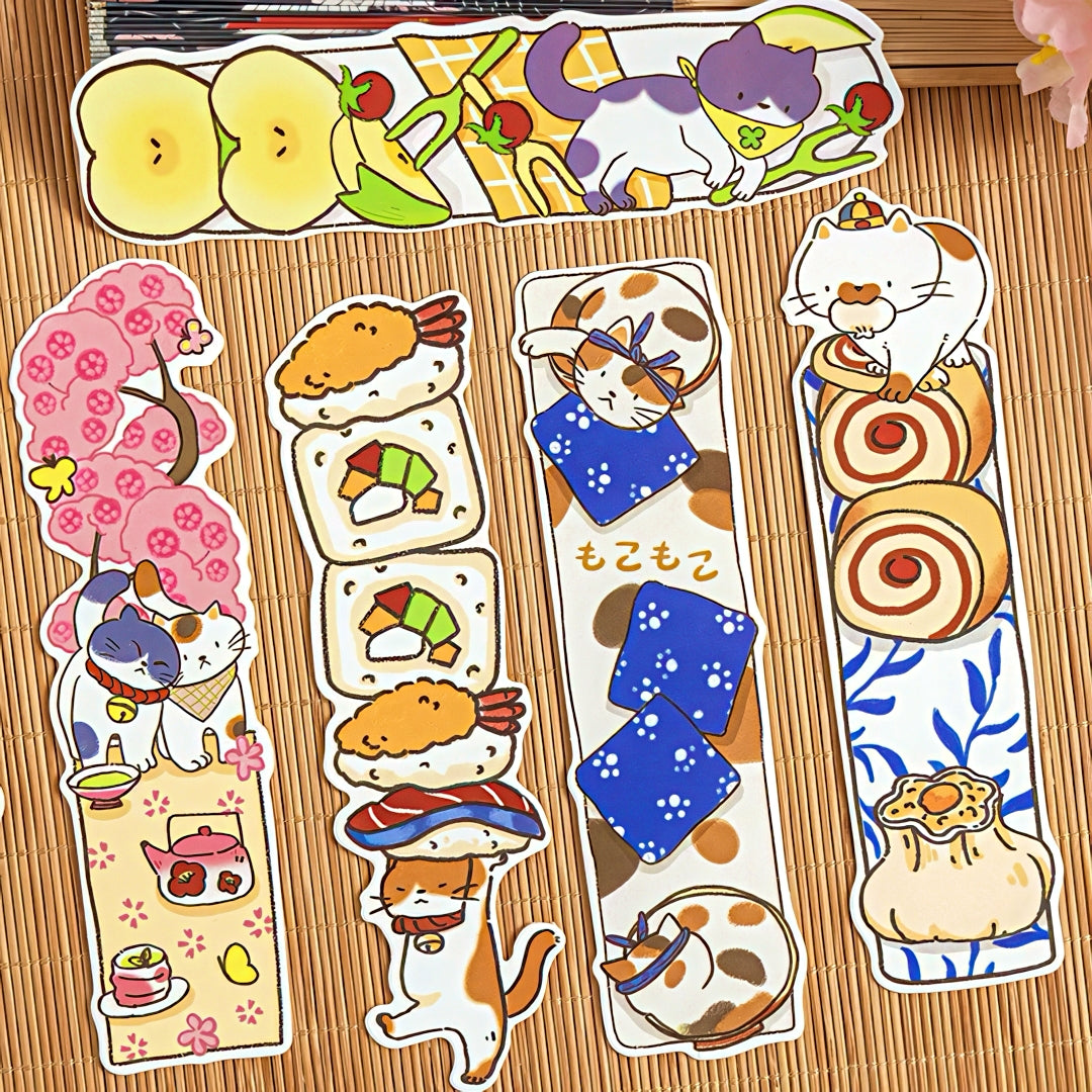 Japanese Cat Themed Paper Bookmark Set