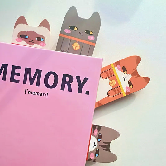 Cute Cat Shaped Paper Bookmark Set