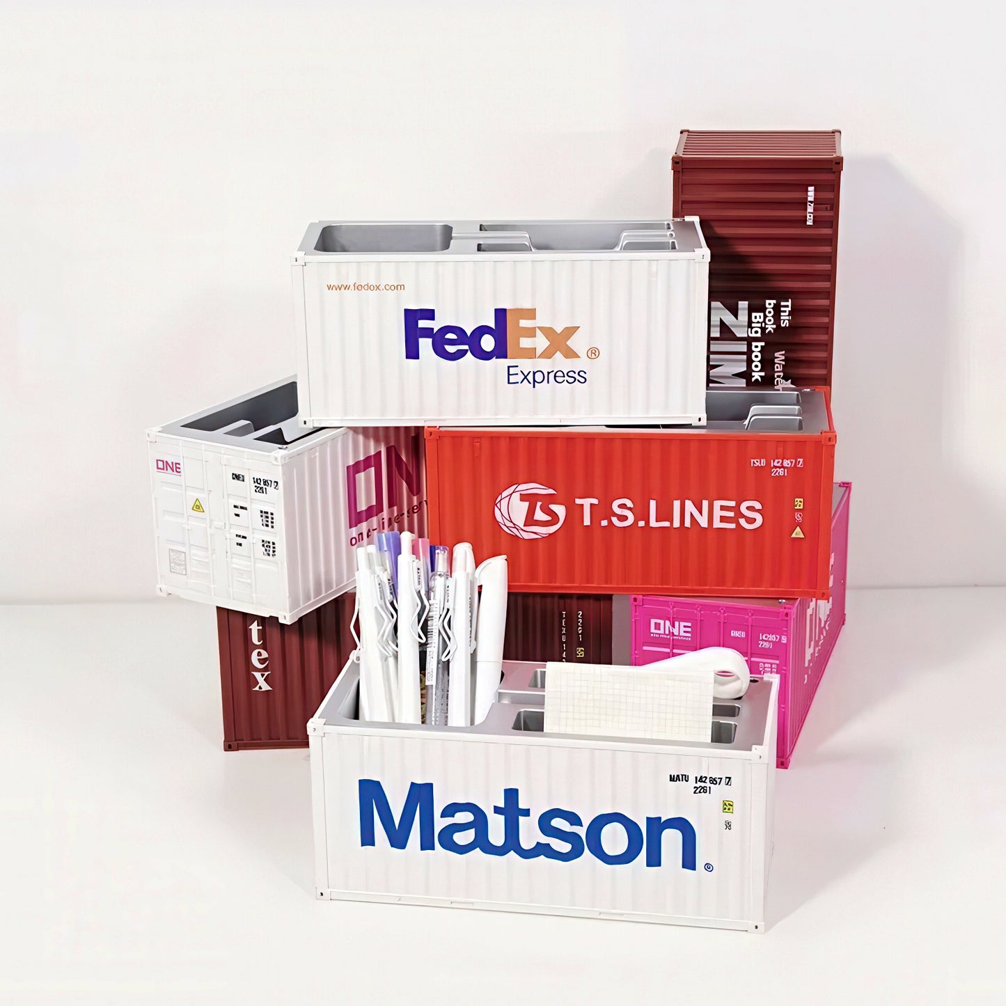 Shipping Container Shaped Pen Holder for Desk