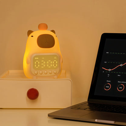 Cute Capybara Digital Alarm Clock with Nightlight