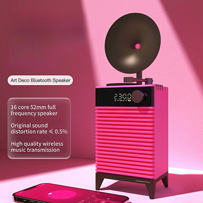 Art Deco Rechargeable Bluetooth Speaker with Digital Clock