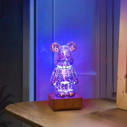 LED Bearbrick Nightlight with 3D Fireworks Effect