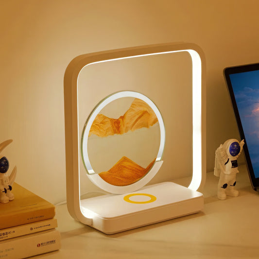3D Moving Sand Art with Nightlight and Wireless Charging