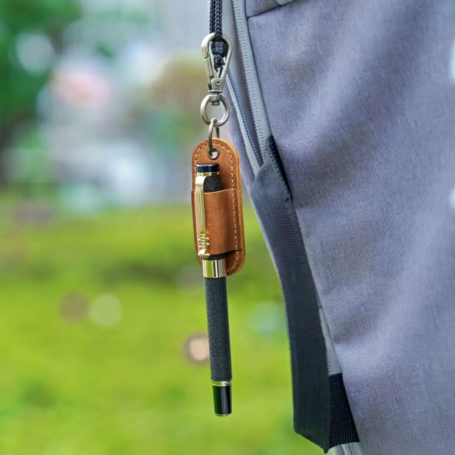 Dyed Cowhide Pen Holder Keychain