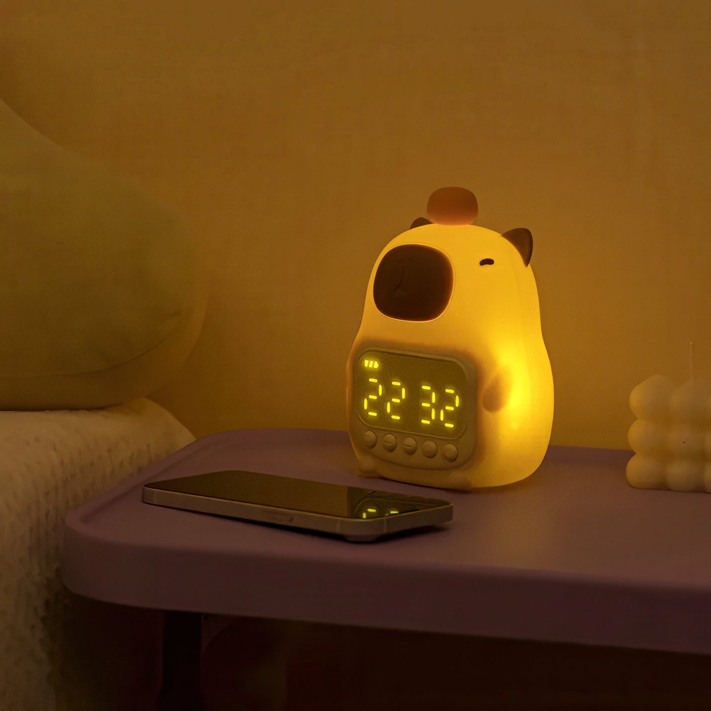 Cute Capybara Digital Alarm Clock with Nightlight