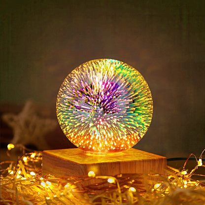Glass Ball Nightlight with 3D Fireworks Effect