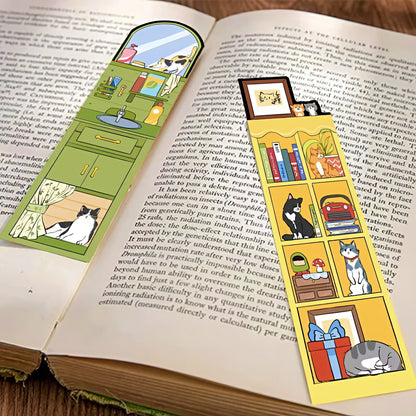 Cute Cat Themed Paper Bookmark Set