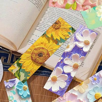 Floral Themed Oil Painting Paper Bookmark Set
