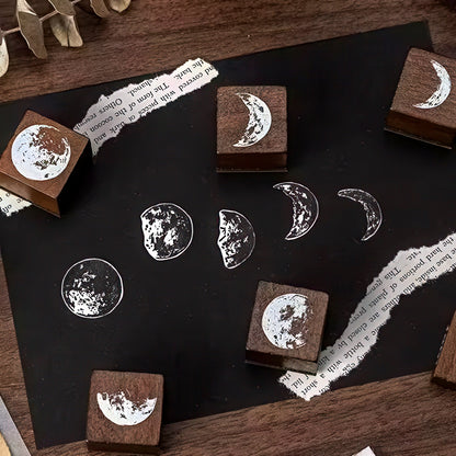 Moon Phase Calendar Wooden Stamp Set