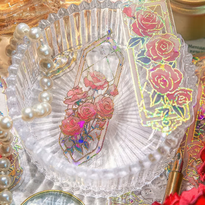 Vintage Floral Themed PVC Bookmark Set