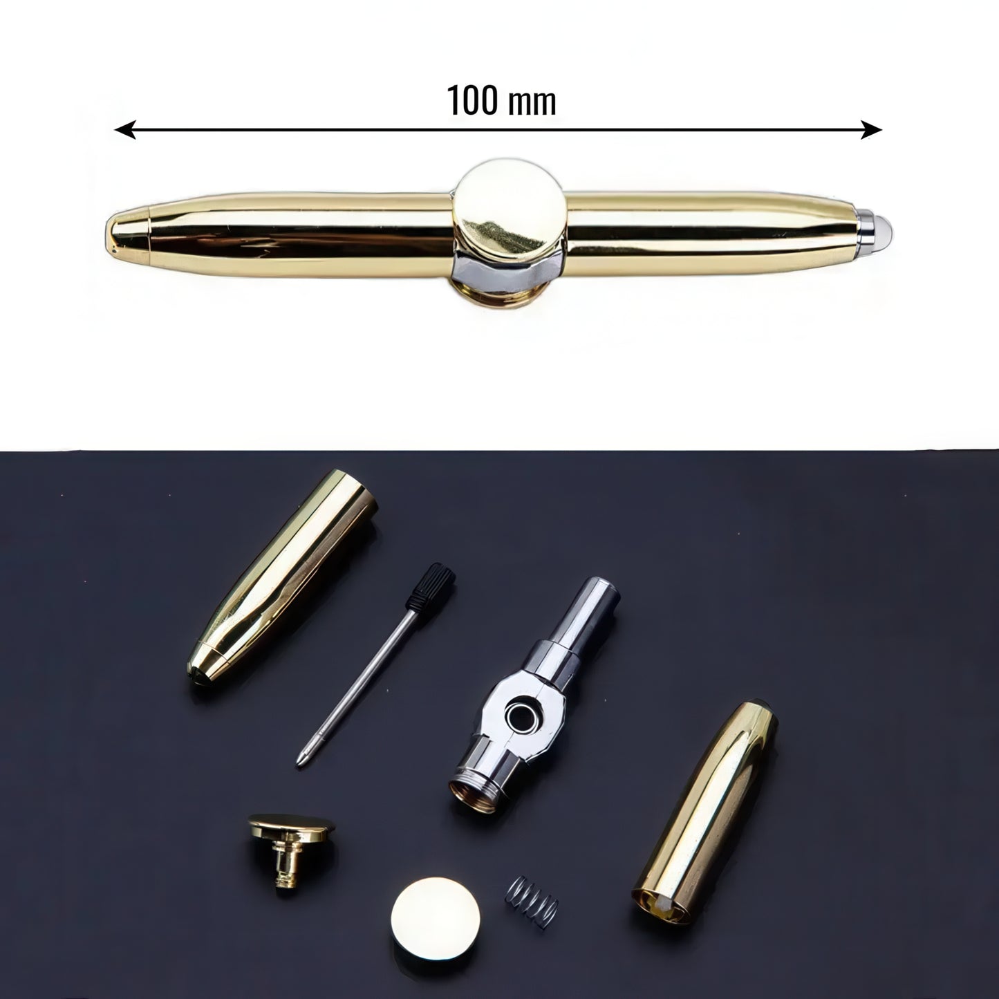 Fidget Spinner Ballpoint Pen with LED Flashlight