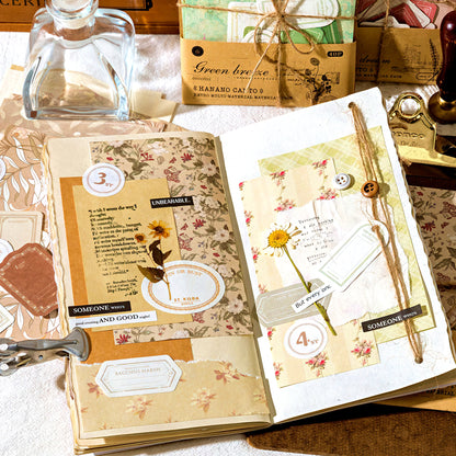 Vintage Floral Themed Scrapbook Paper Set