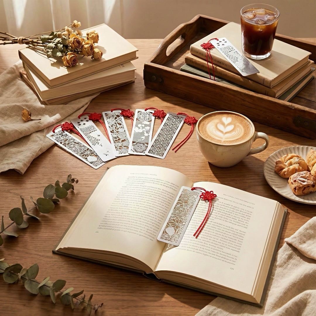Chinese Themed Hollow Stainless Steel Bookmark