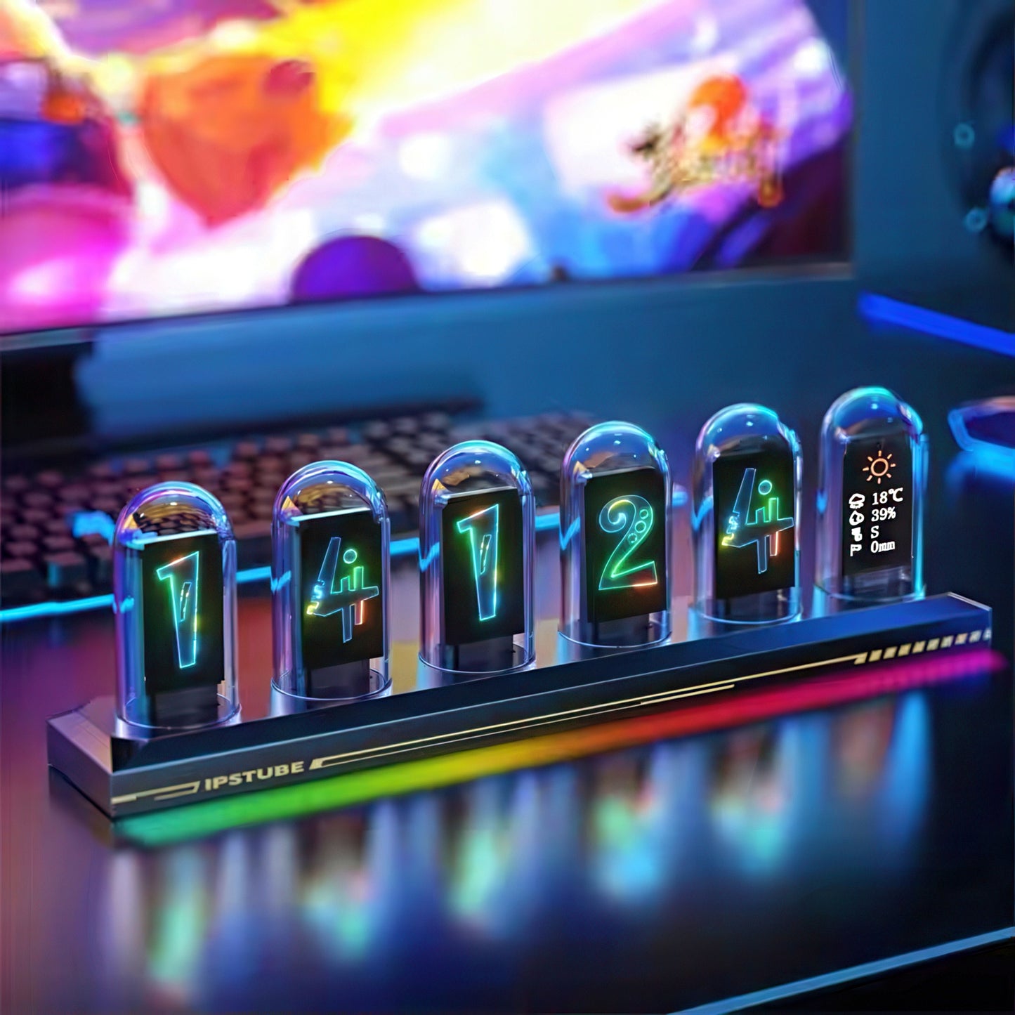 Nixie Tube Clock with Digital IPS Color Screen