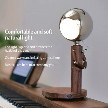 Rechargeable Wooden Figure Desk Lamp with Adjustable Joints