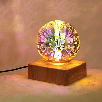 Glass Ball Nightlight with 3D Fireworks Effect