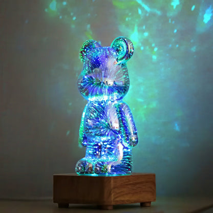 LED Bearbrick Nightlight with 3D Fireworks Effect