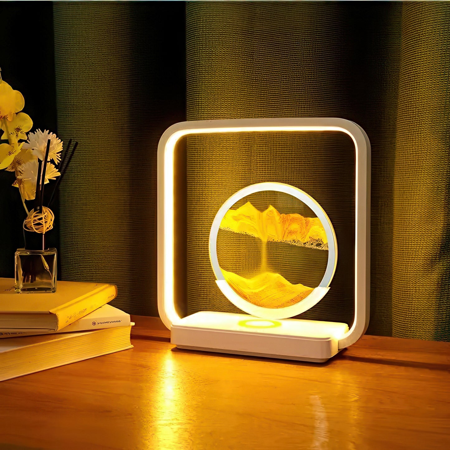 3D Moving Sand Art with Nightlight and Wireless Charging