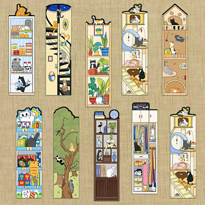 Cute Cat Themed Paper Bookmark Set