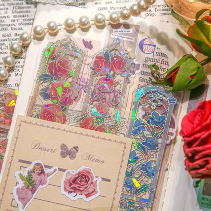 Vintage Floral Themed PVC Bookmark Set