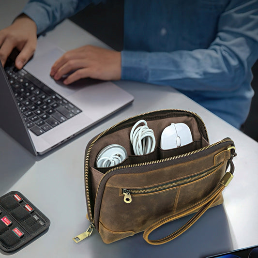 Retro Genuine Leather Clutch Bag