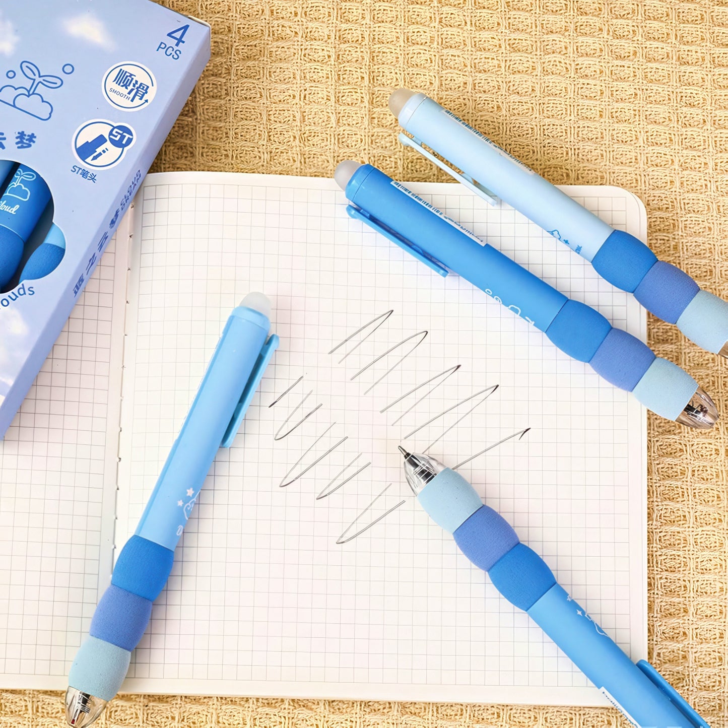 Cute Soft Grip Erasable Gel Pen Set