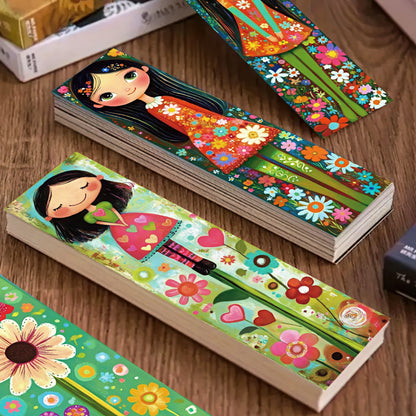Cute Girls Illustrations Paper Bookmark Set
