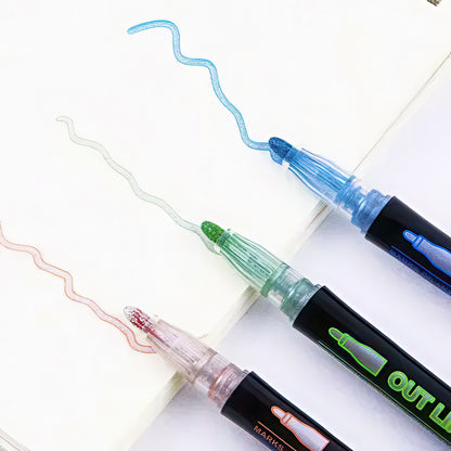 Double Line Outline Metallic Marker Set