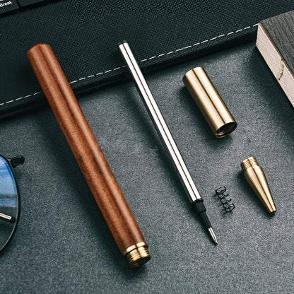 Retro Wooden and Brass Rollerball Pen
