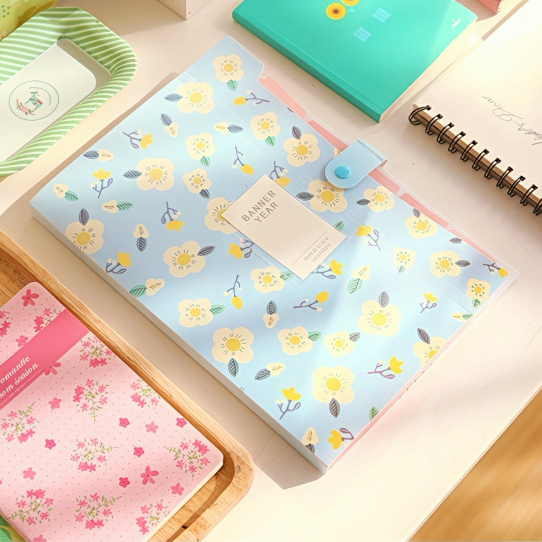 Retro Floral Large Capacity File Folder