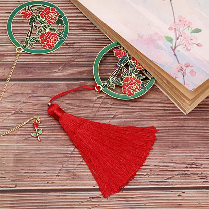 Exquisite Flower Enamel Metal Bookmark