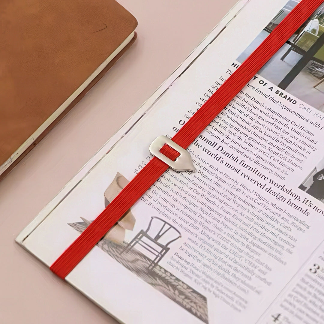 Elastic Band Bookmark with Sliding Metal Pointer