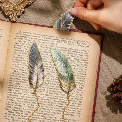 Vintage Feather Shaped Metal Bookmark