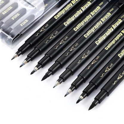 Black Ink Calligraphy Brush Pen Set