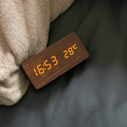 Wooden Alarm Clock with Wireless Charging