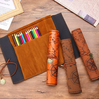 Vintage Treasure Map Roll Up Pencil Case