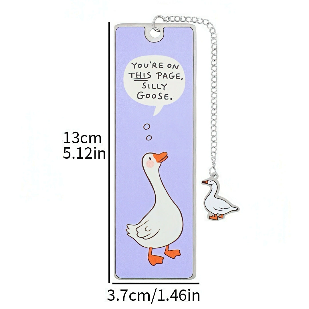 Cute Silly Goose Stainless Steel Bookmark