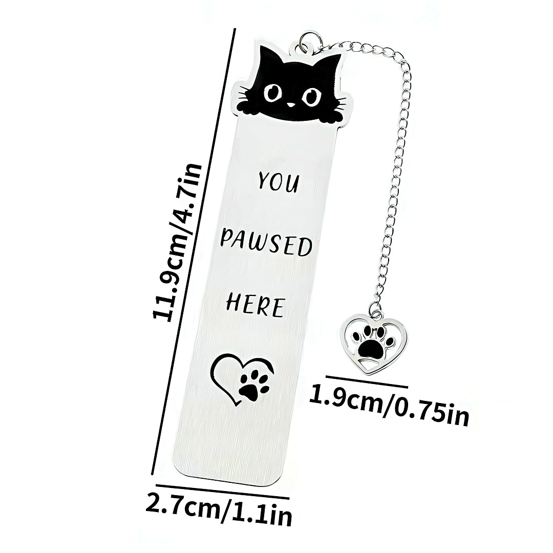 Cat Themed Stainless Steel Bookmark