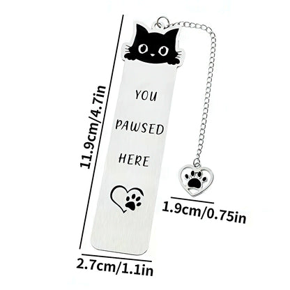 Cat Themed Stainless Steel Bookmark