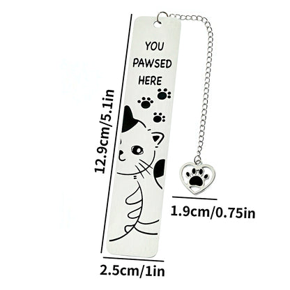 Cat Themed Stainless Steel Bookmark
