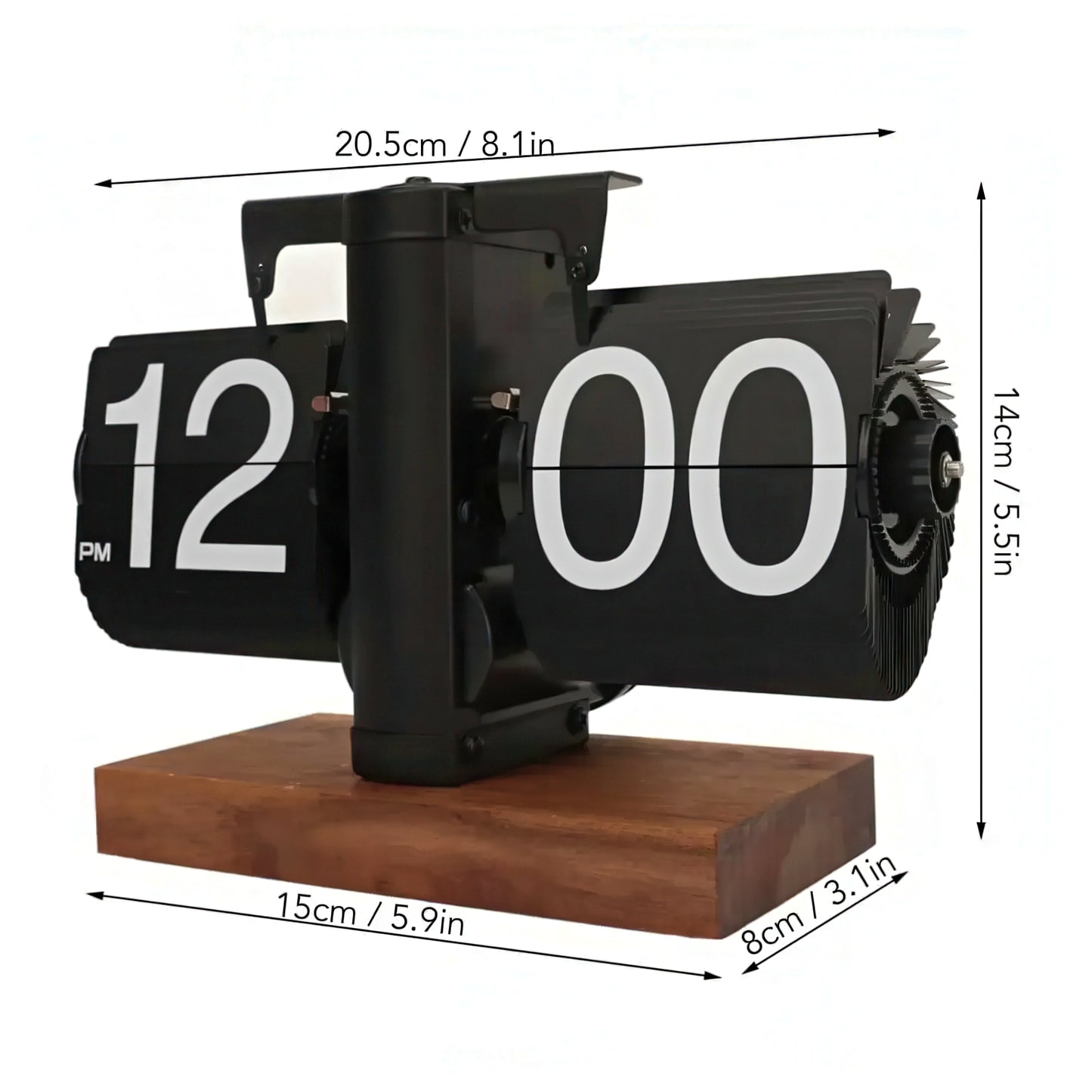 Retro Mechanical Flip Clock with Wooden Base