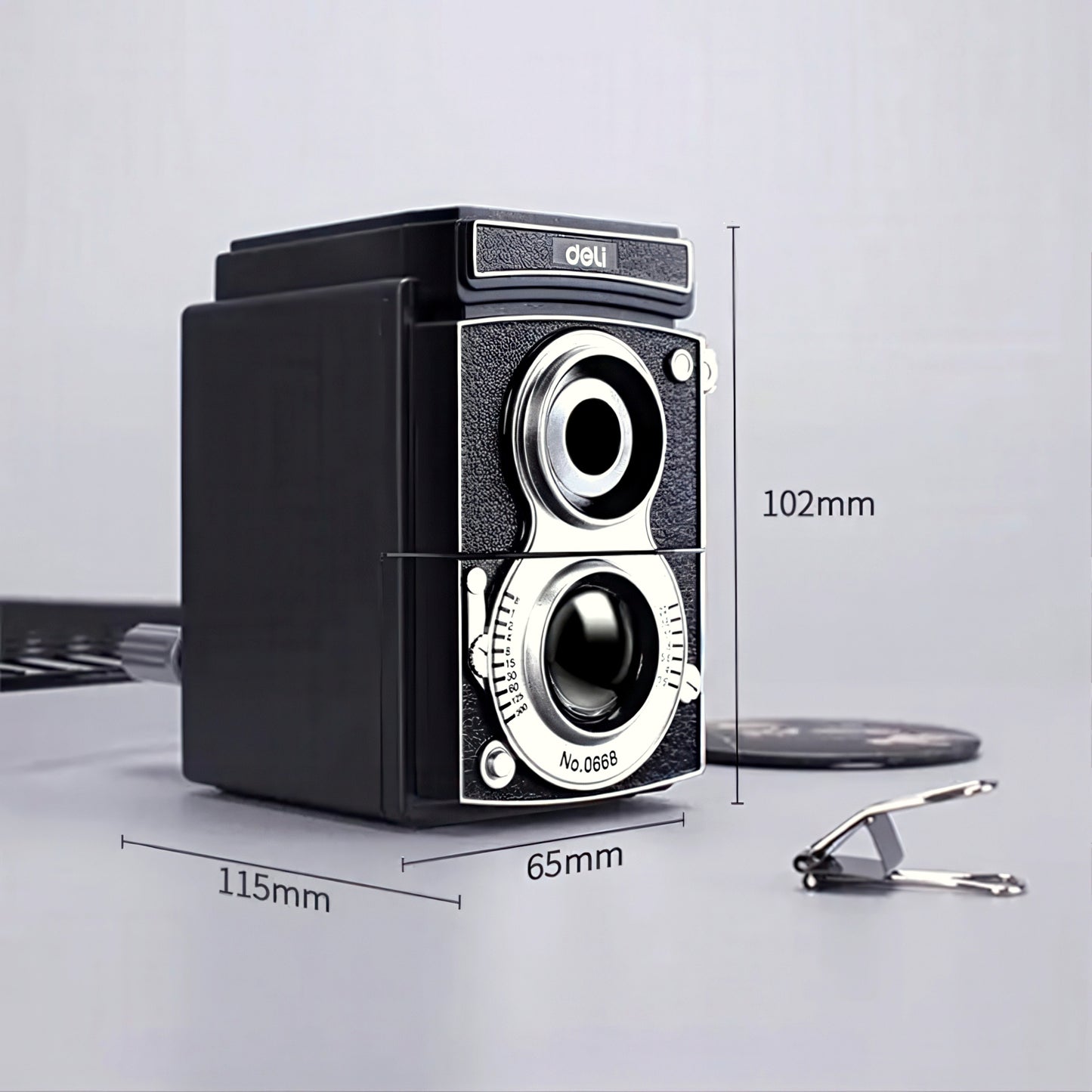 DELI Retro Camera Rotary Pencil Sharpener