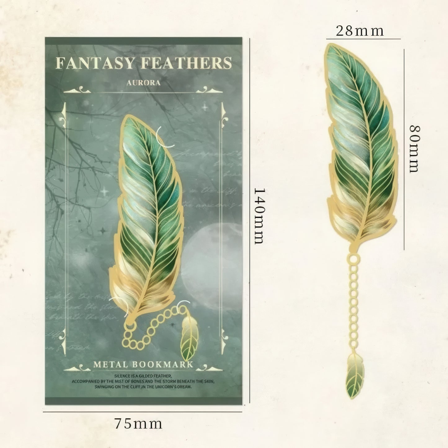 Vintage Feather Shaped Metal Bookmark