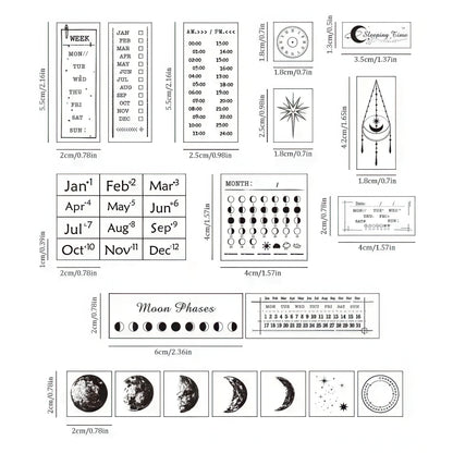 Moon Phase Calendar Wooden Stamp Set