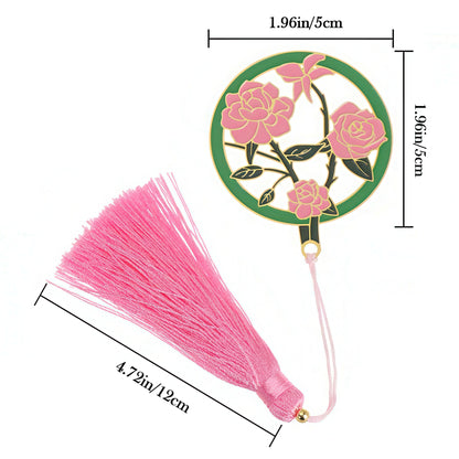 Exquisite Flower Enamel Metal Bookmark