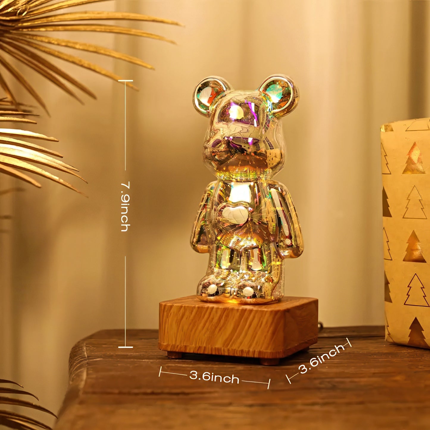 LED Bearbrick Nightlight with 3D Fireworks Effect