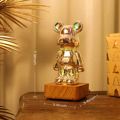 LED Bearbrick Nightlight with 3D Fireworks Effect