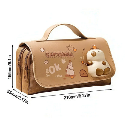 Large Capacity Pencil Case with Squishy Stress-relief Toy